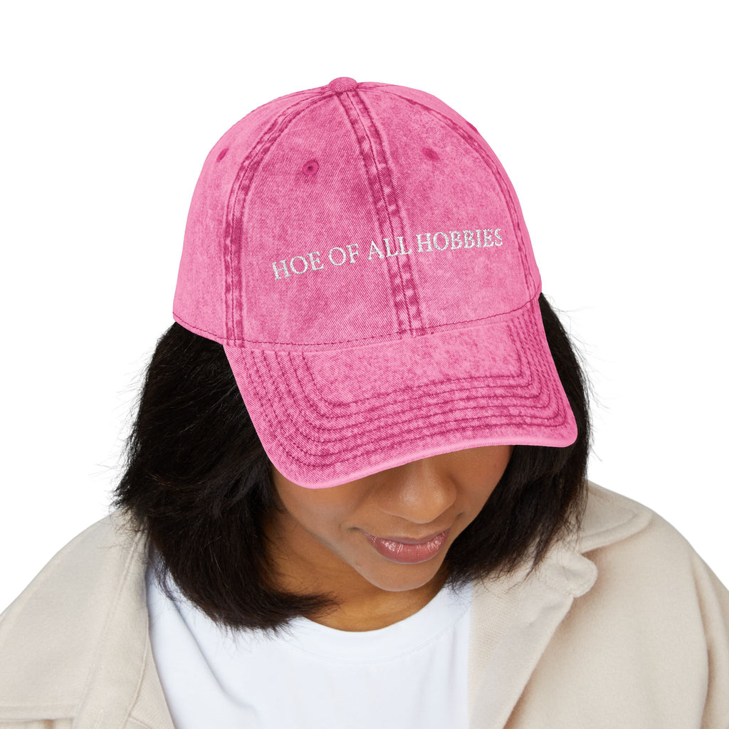 Hoe Of All Hobbies - Vintage Wash Embroidered Dad Cap